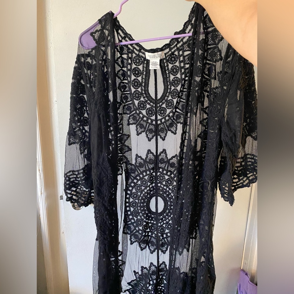 Black Lace Kimono Cardigan